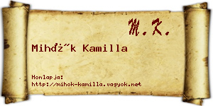 Mihók Kamilla névjegykártya